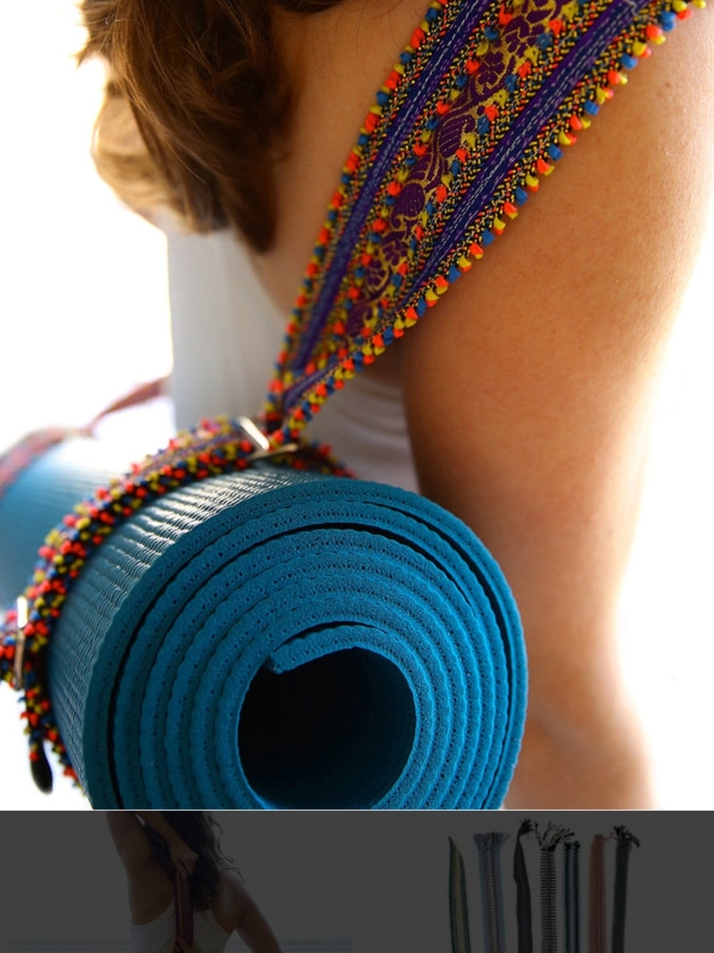Boho Multi-Color Pompom Yoga Mat Strap